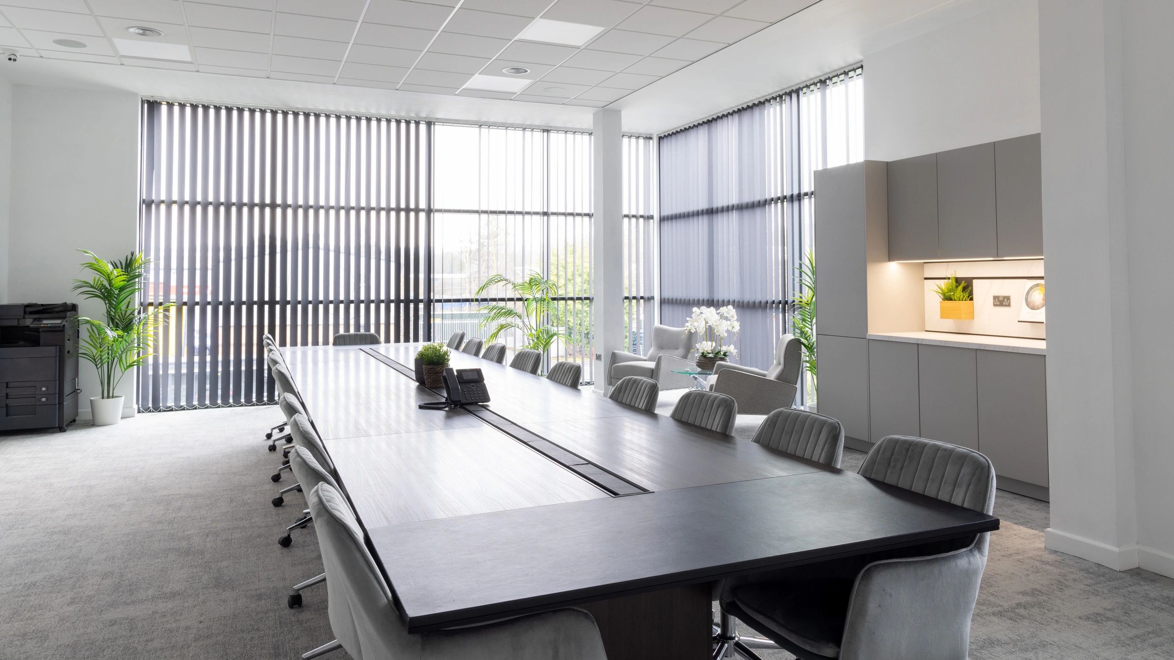 Professional conference room prepared for a legal consultation